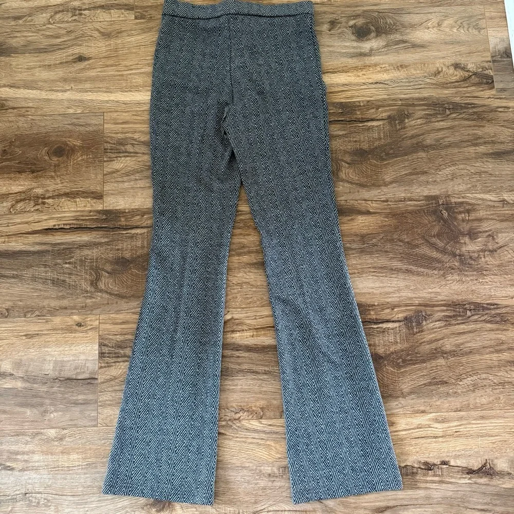 ZARA Stretch Herringbone Flare Trousers Grey Marl Size M NWOT - Picture 10 of 14